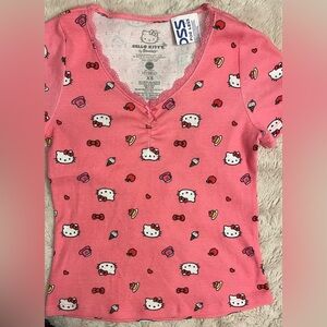 Girl’s Junior V Neck with bow Hello Kitty Shirt size XS